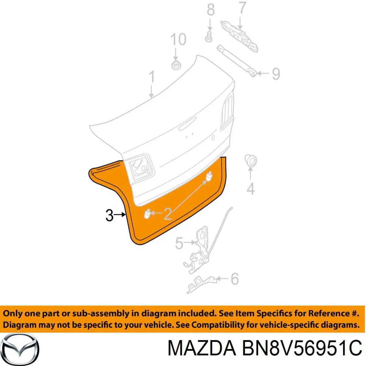 Уплотнитель крышки багажника Mazda BN8V56951C цена, от 50.68 USD
