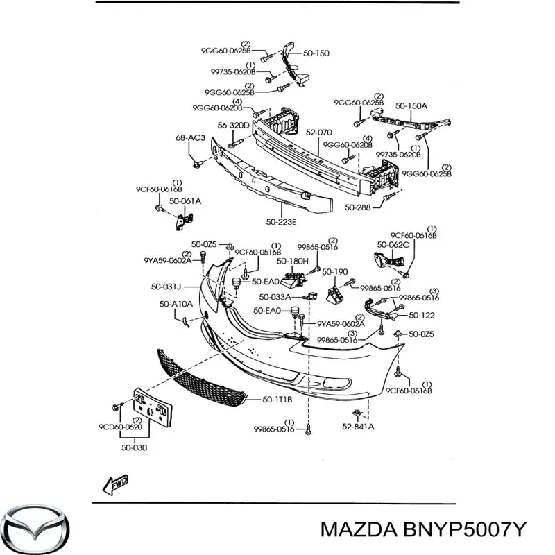 BNYP5007Y Mazda Балка бампера переднего