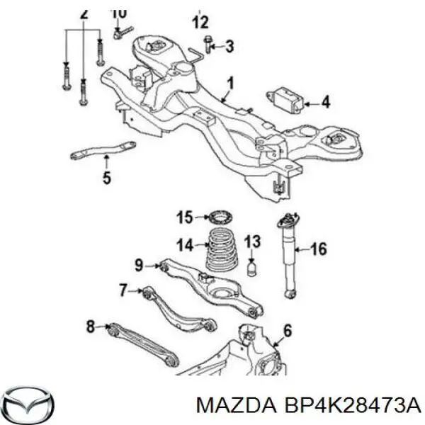 Arandela Cámber Alineación Excéntrica, Eje Trasero, inferior, interior BP4K28473A Mazda