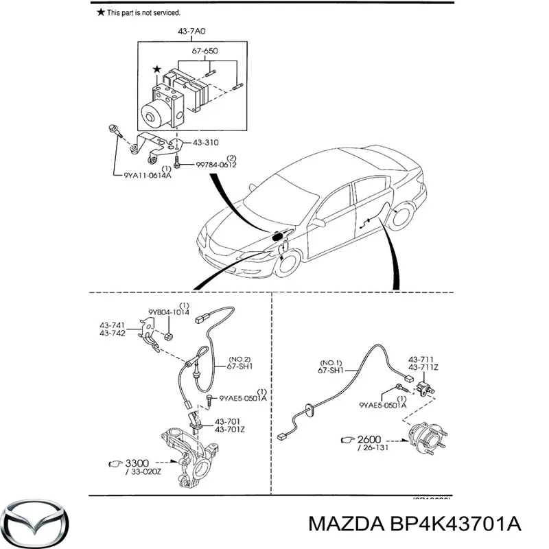 Датчик АБС передний BP4K43701A Mazda