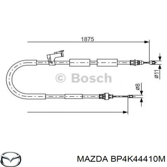 Купить BP4K44410M Mazda Задний правый трос ручника