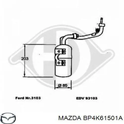 Receptor-secador del aire acondicionado BP4K61501A Mazda