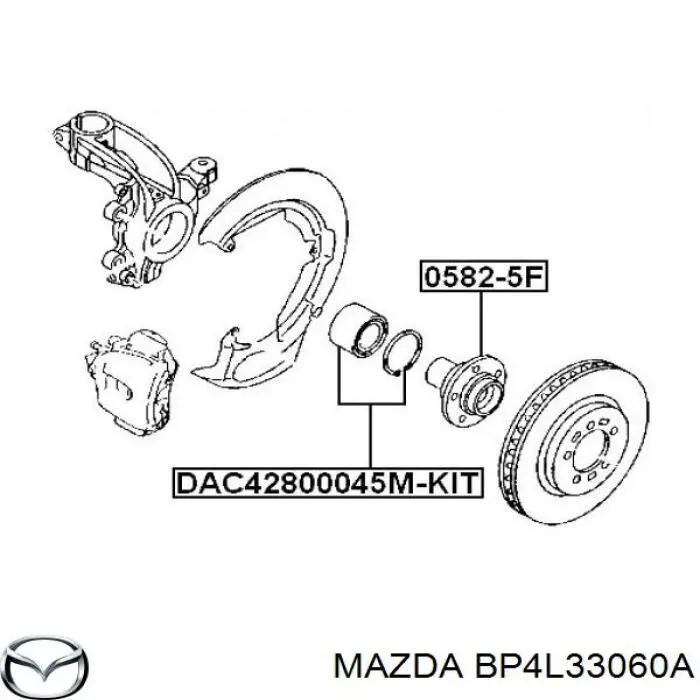 Cubo de rueda delantero BP4L33060A Mazda