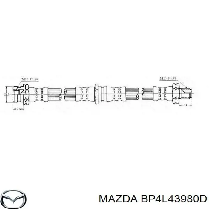 Задний тормозной шланг BP4L43980D Mazda