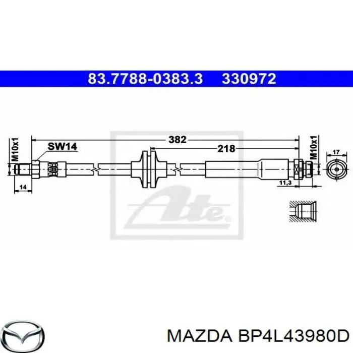 Тормозной шланг задний Mazda BP4L43980D цена, от 10.49 USD