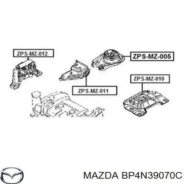 Подушка (опора) двигателя левая верхняя Mazda BP4N39070C цена, от 22.74 USD