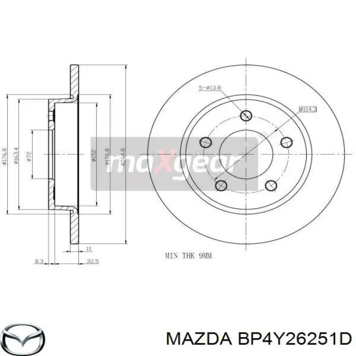 Купить BP4Y26251D Mazda Диск тормозной задний