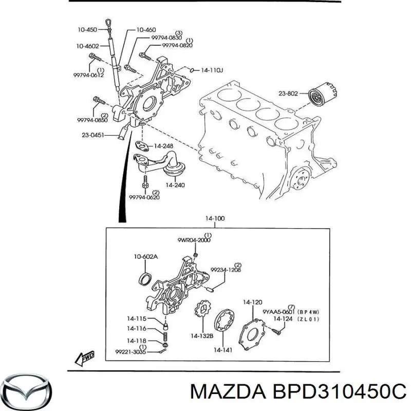 Щуп масляный BPD310450C Mazda