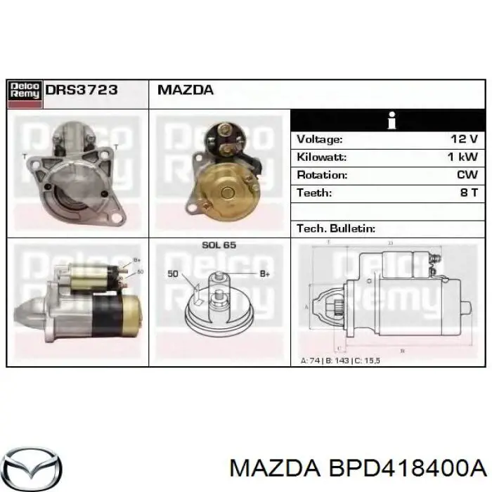 BPD418400A Mazda motor de arranco