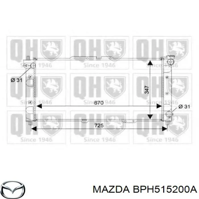 BPH515200A Mazda radiador de esfriamento de motor
