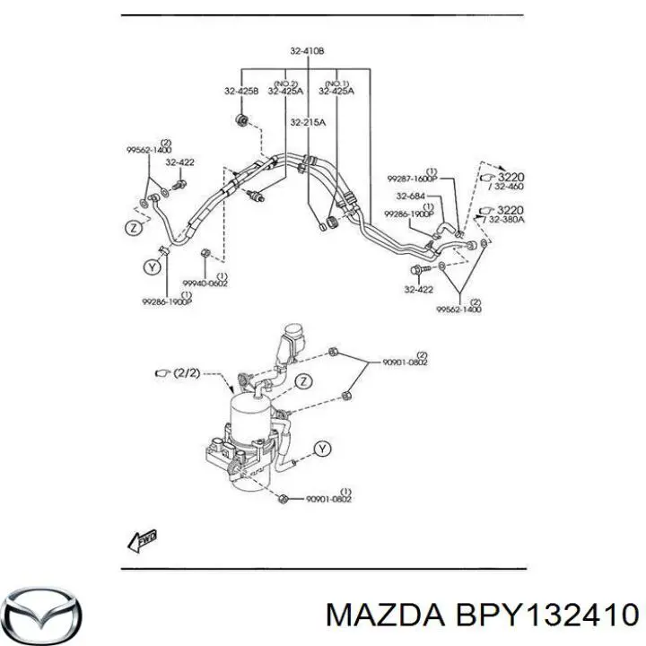 Шланг ГУР высокого давления от насоса до рейки (механизма) на Mazda 3 BK12
