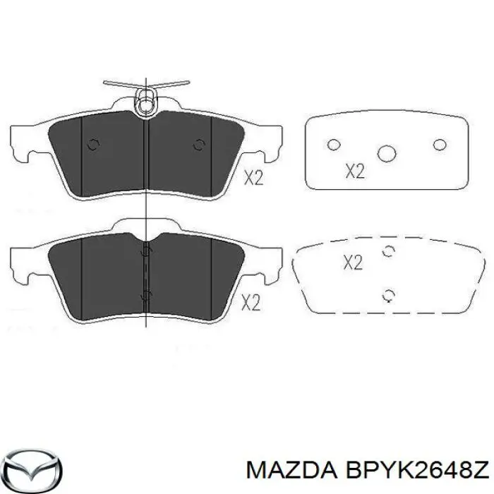 Задние тормозные колодки BPYK2648Z Mazda