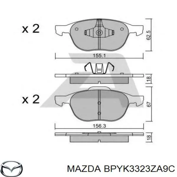 BPYK-33-23ZA-9C Mazda колодки тормозные передние дисковые
