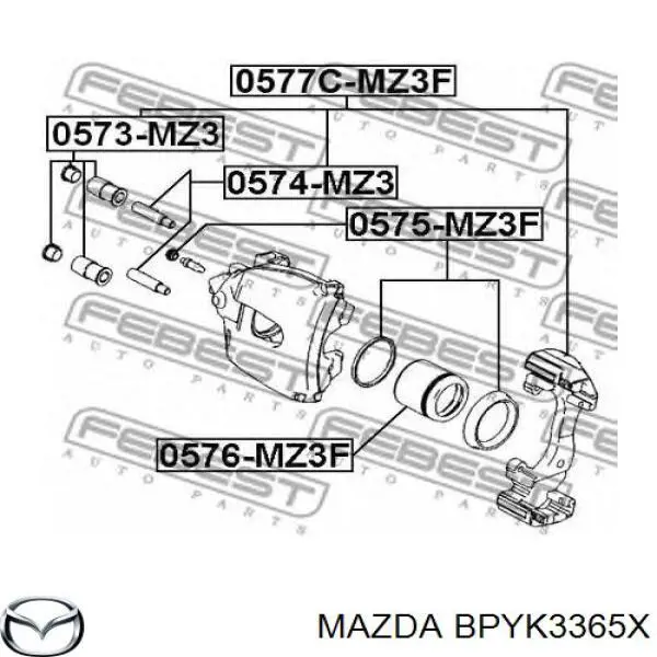 BPYK3365X Mazda поршень суппорта тормозного переднего