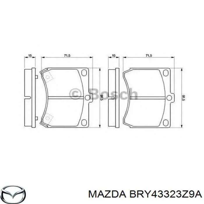 Передние тормозные колодки BRY43323Z9A Mazda