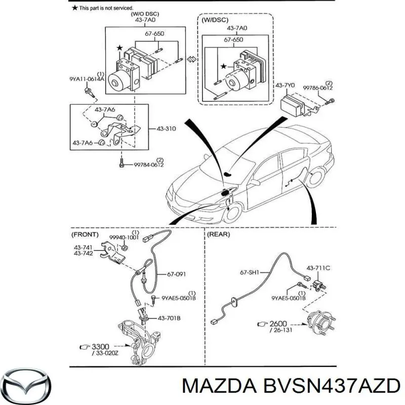 BVSN437AZD Mazda unidade hidráulico de controlo abs