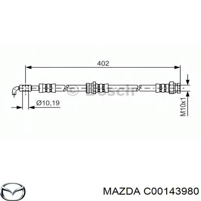 Шланг тормозной передний C00143980 Mazda