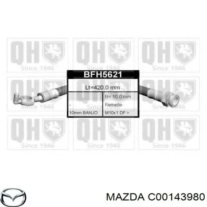 Шланг тормозной передний Mazda C00143980 цена, от 11.84 USD
