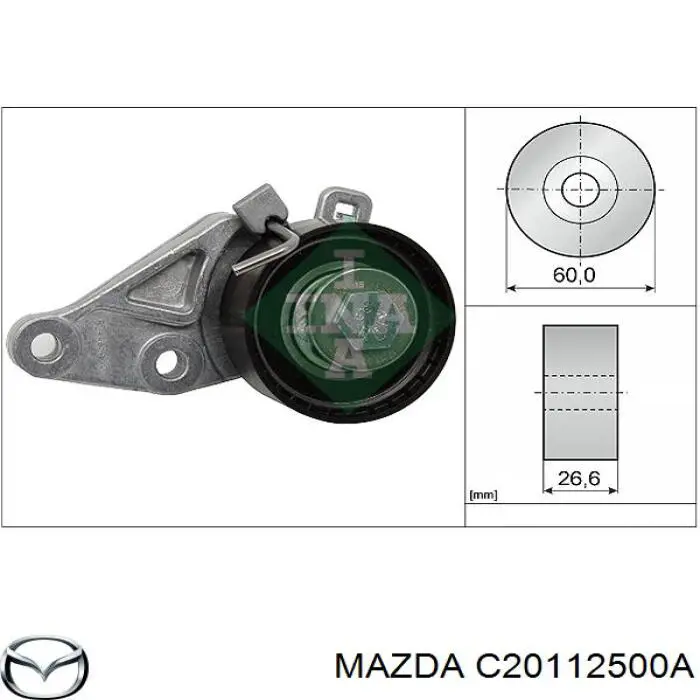 Tensor, correa dentada C20112500A Mazda