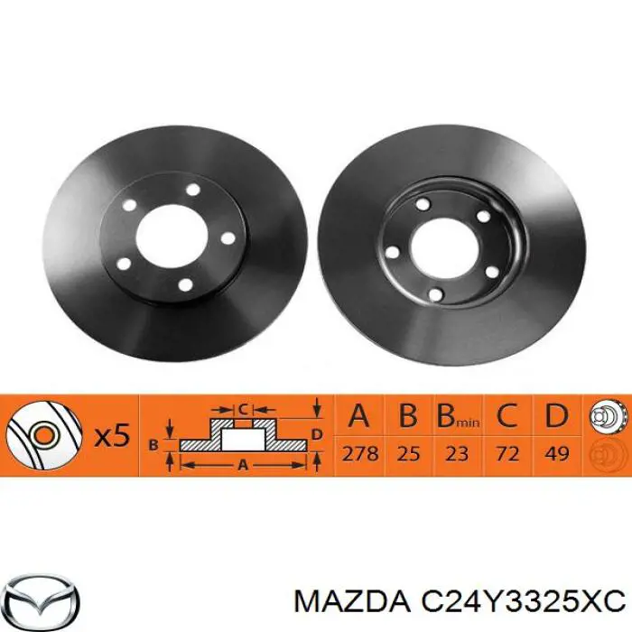 Передние тормозные диски C24Y3325XC Mazda