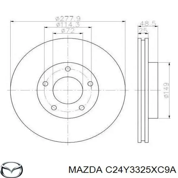 C24Y3325XC9A Mazda disco do freio dianteiro
