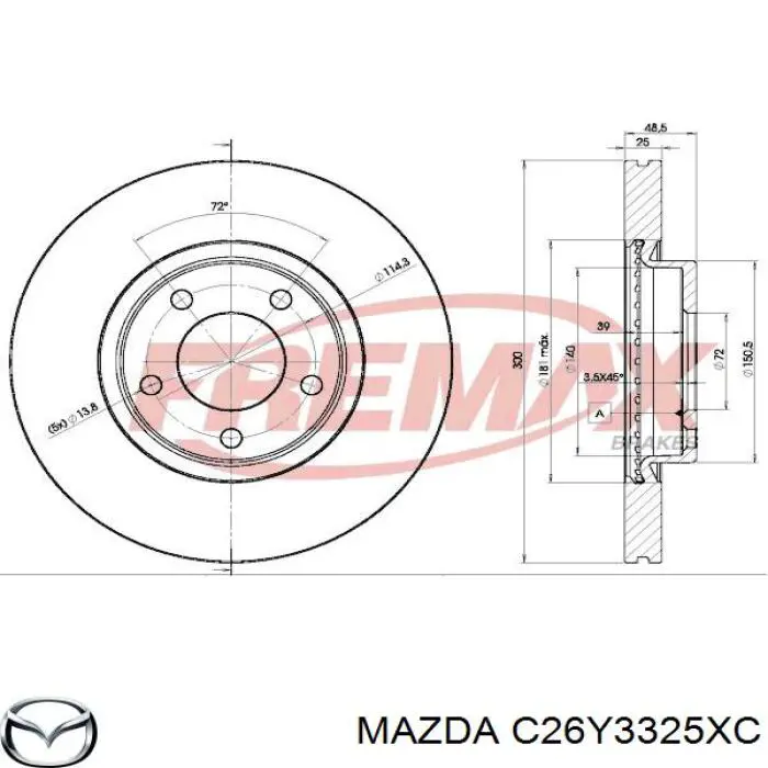 Передний тормозной диск Mazda C26Y3325XC