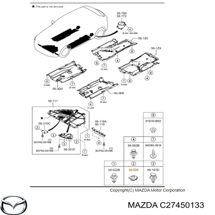 Заставна гайка під саморіз C27450133 Mazda
