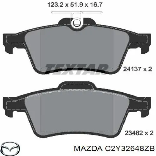 Задние дисковые колодки Mazda C2Y32648ZB