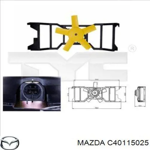 Электровентилятор охлаждения в сборе (мотор+крыльчатка) на Mazda 2 DY