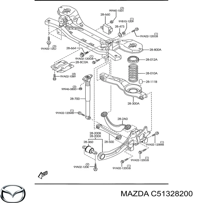 Купить C51328200 Mazda Цапфа - поворотный кулак задний, правый