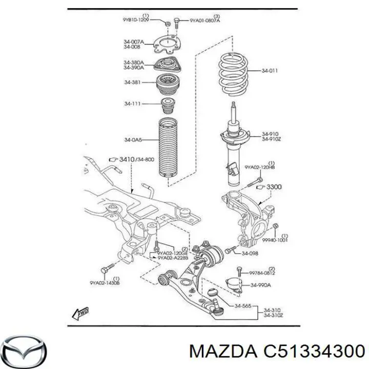 Правый рычаг передней нижней подвески Mazda C51334300 цена, от 106.48 USD