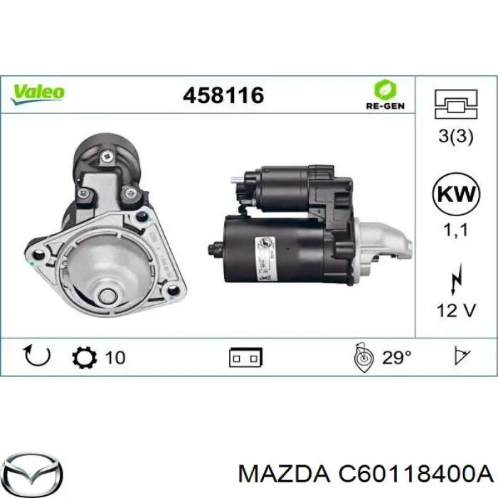 Motor de arranque C60118400A Mazda