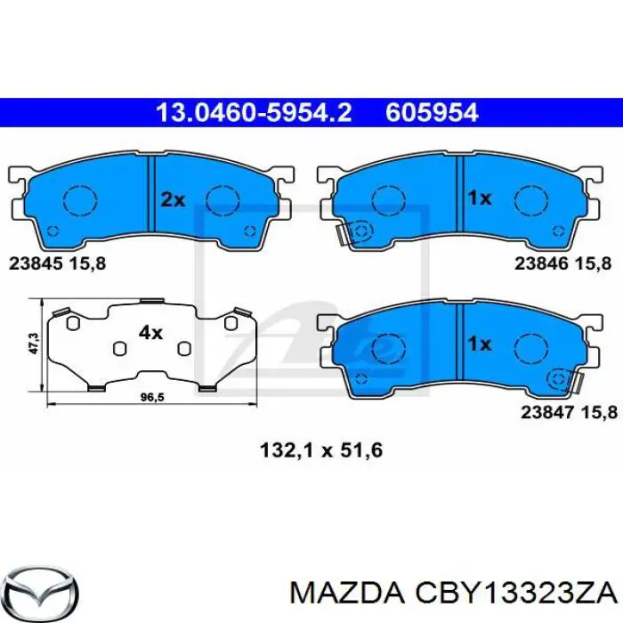 Передние тормозные колодки CBY13323ZA Mazda