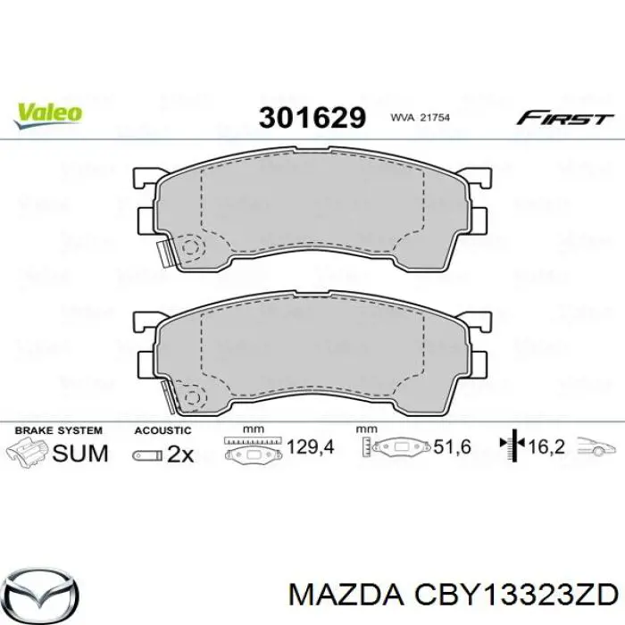 Передние тормозные колодки CBY13323ZD Mazda