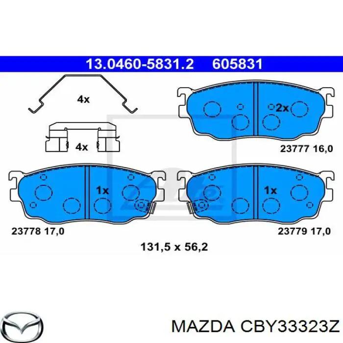 Колодки Mazda CBY33323Z цена, от 19.58 USD