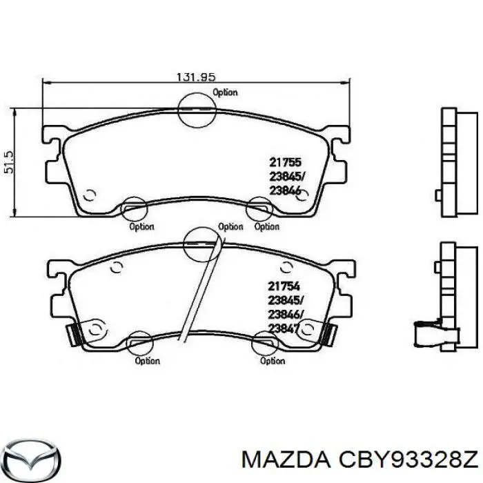 Передние тормозные колодки CBY93328Z Mazda