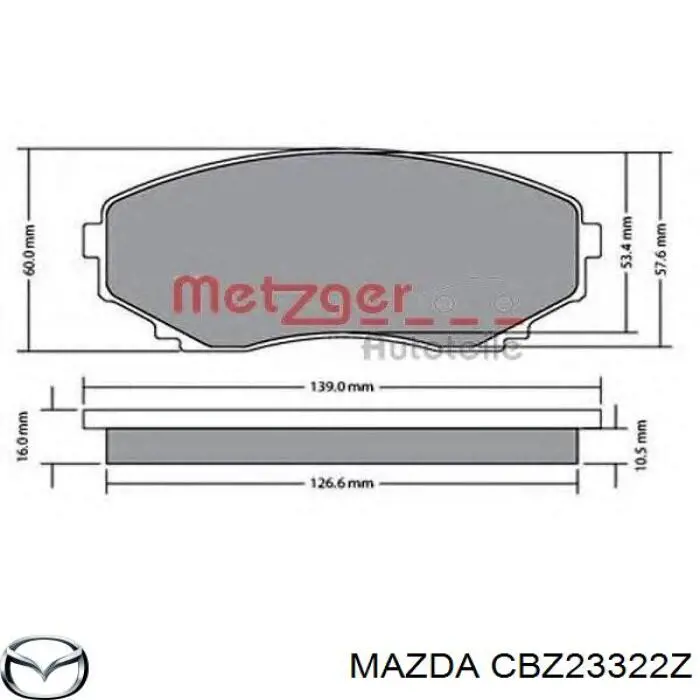 Передние тормозные колодки CBZ23322Z Mazda