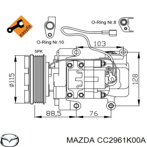 CC2961K00A Mazda компрессор кондиционера