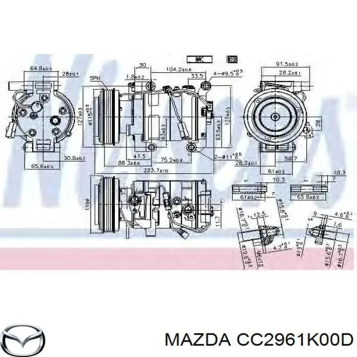 Компрессор системы кондиционирования Mazda CC2961K00D цена, от 174.07 USD