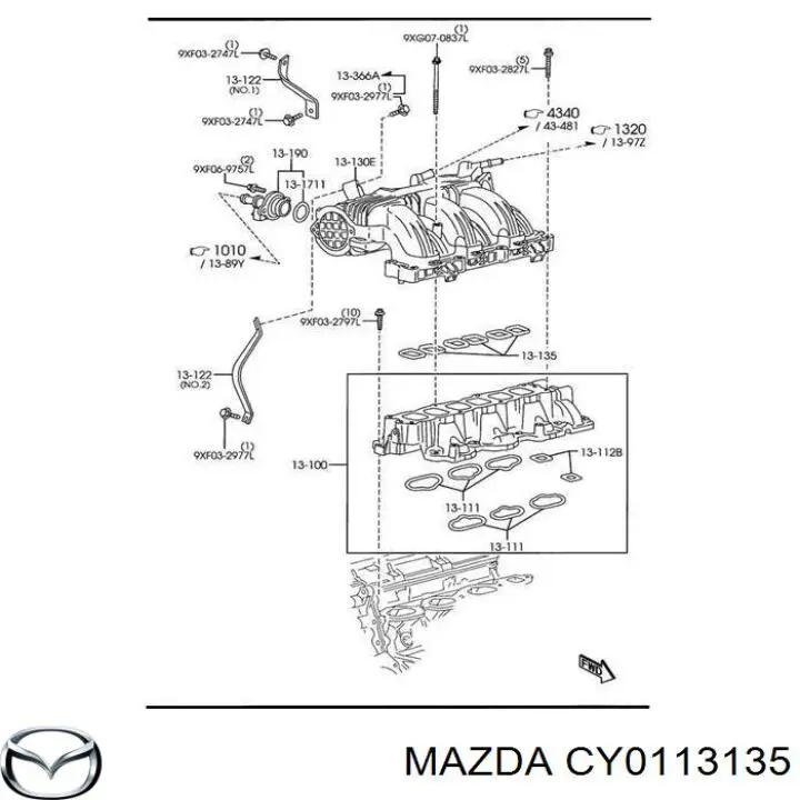 Прокладка впускного коллектора на Mazda CX-9 TB