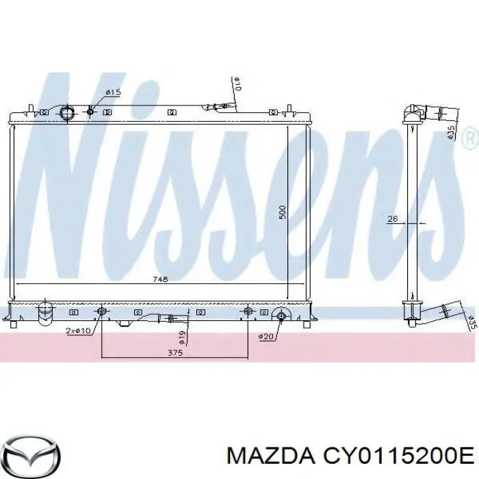 Radiador refrigeración del motor CY0115200E Mazda