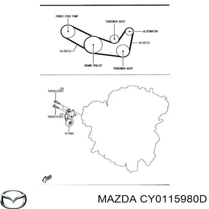 Купить CY0115980D Mazda Натяжитель приводного ремня