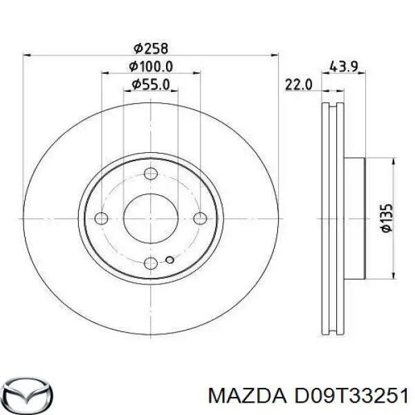 Тормоз дисковый передний Mazda D09T33251 цена, от 39.69 USD