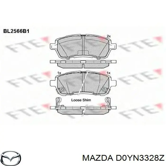 Pastillas de freno delanteras D0YN3328Z Mazda