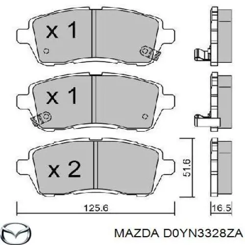 D0YN3328ZA Mazda колодки тормозные передние дисковые