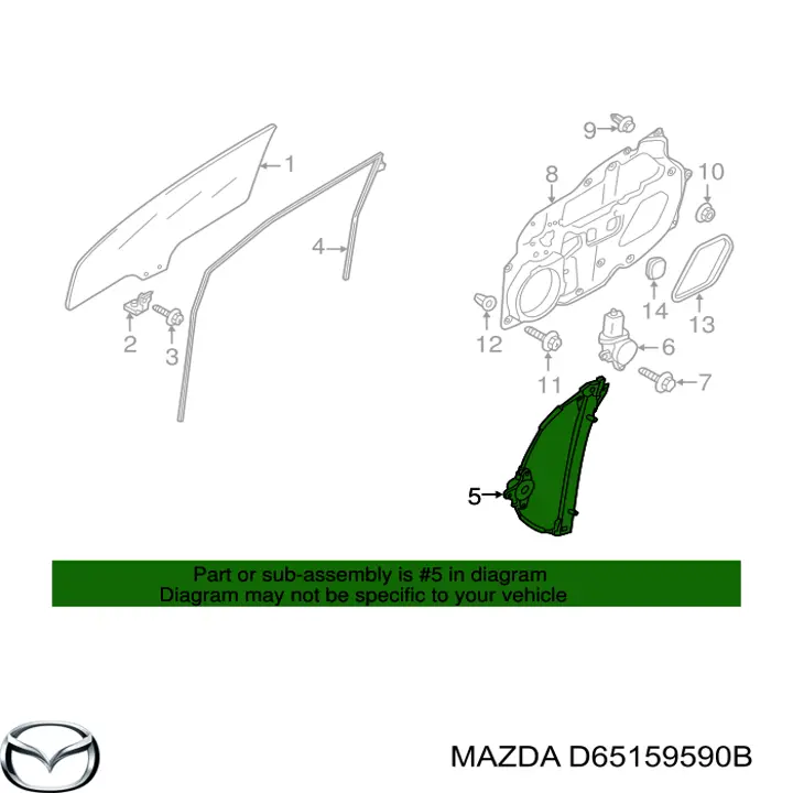Механизм стеклоподъемника двери задней, правой Mazda D65159590B цена, от 32.88 USD