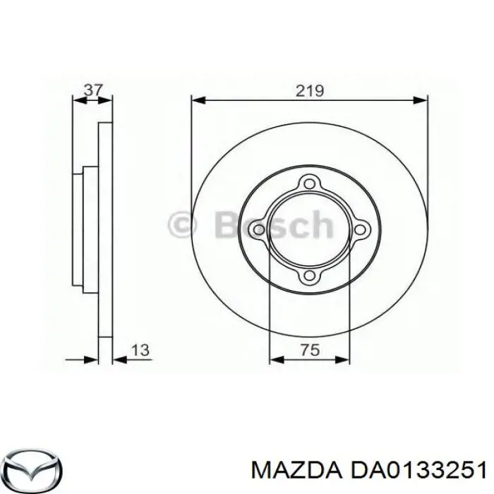 Тормоз дисковый передний Mazda DA0133251 цена, от 15.25 USD