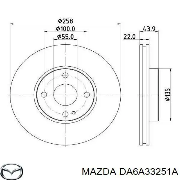 DA6A33251A Mazda Диск тормозной передний
