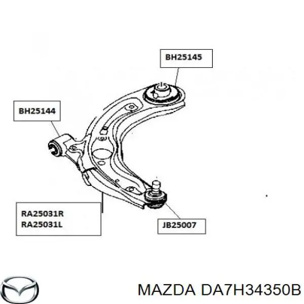Левый рычаг передней нижней подвески Mazda DA7H34350B цена, от 53.15 USD