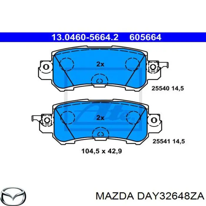 Задние тормозные колодки DAY32648ZA Mazda